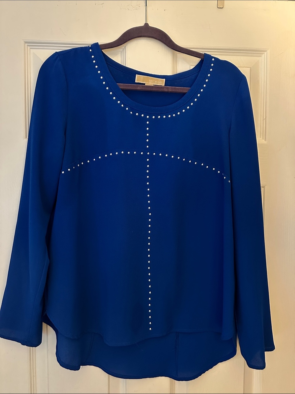 Worn 1x need the next size-Studded Royal Blue Long-Sleeve Women’s Top